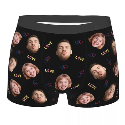Personalisierte Foto-Boxershorts für Männer – individuelle Boxer Briefs mit Gesicht, weiche Unterwäsche (95% Polyester/5% Elasthan), Valentinstag Geschenk für Ehemann