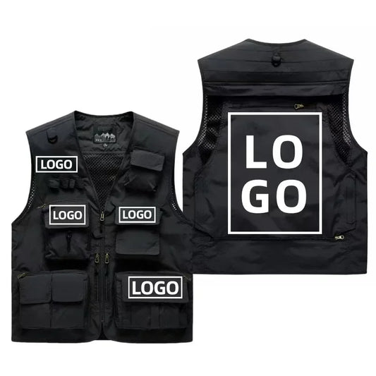 Herren Camping & Hunting Weste mit Stickerei – Ärmellose Arbeitsweste mit Reißverschluss, personalisierbar & große Größen