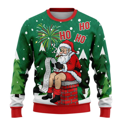 Lustiger Weihnachts-Sweater mit Santa Claus Print – 3D Ugly Christmas Pullover für Damen & Herren, Unisex Streetwear