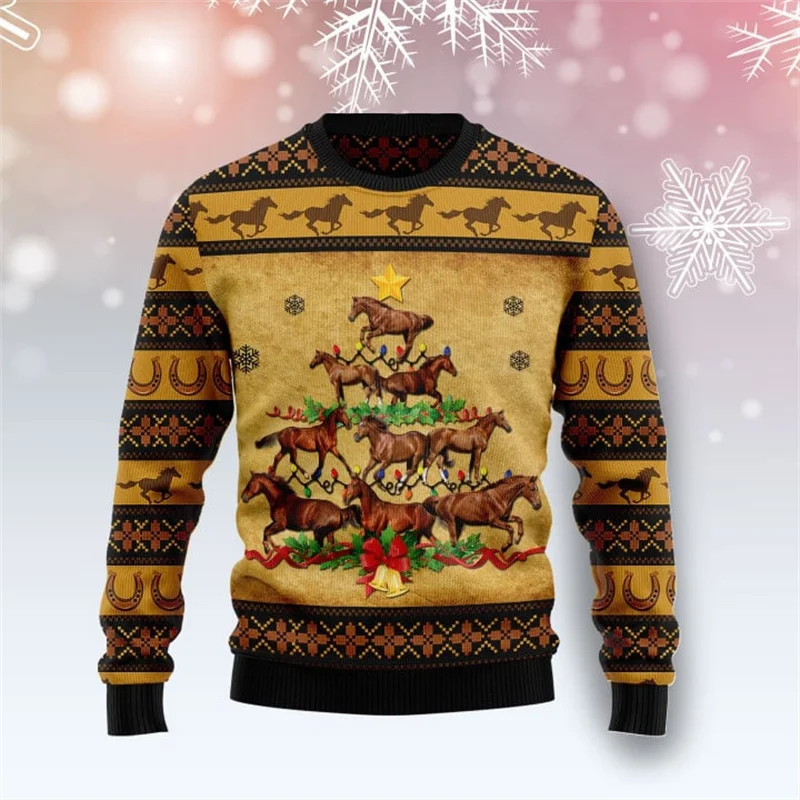 Funny Donkey Cow 3D Print Ugly Christmas Sweater For Women Clothing Cute Animal Unisex Sweatshirts Polyester Pullovers Tracksuit