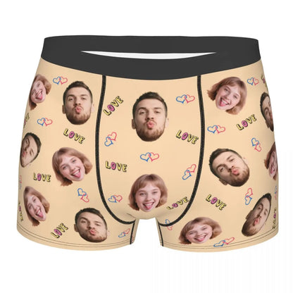 Personalisierte Foto-Boxershorts für Männer – individuelle Boxer Briefs mit Gesicht, weiche Unterwäsche (95% Polyester/5% Elasthan), Valentinstag Geschenk für Ehemann