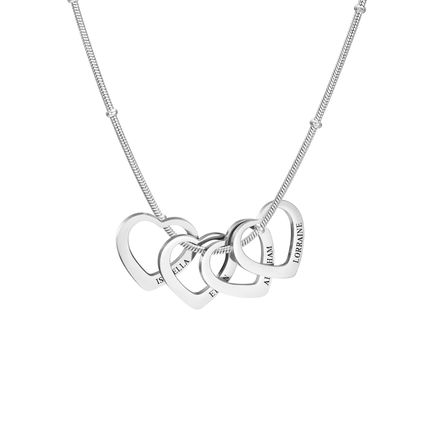 Herz an Herz – Gravurkette mit bis zu 4 Namen