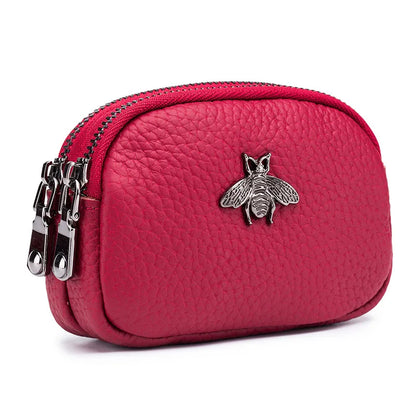 CICICUFF genuine leather women's coin purse with double zipper