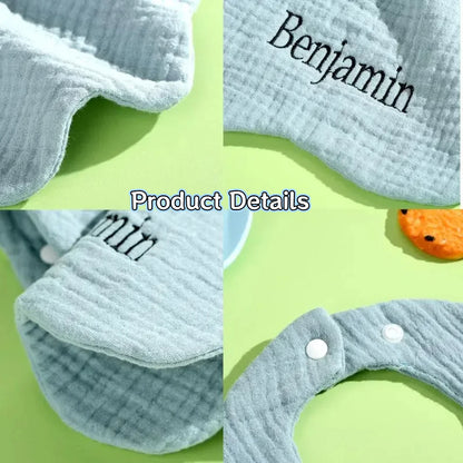 Personalisierter individueller Name, bestickter Buchstabe für Neugeborene, Kinderzimmer, Baby-Lätzchen, Spucktuch, Blumenform, Geschenke für Jungen und Mädchen