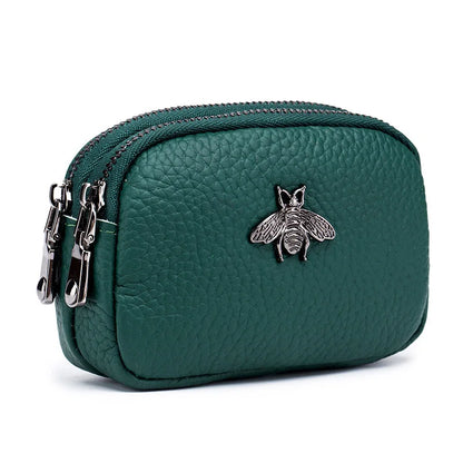 CICICUFF genuine leather women's coin purse with double zipper
