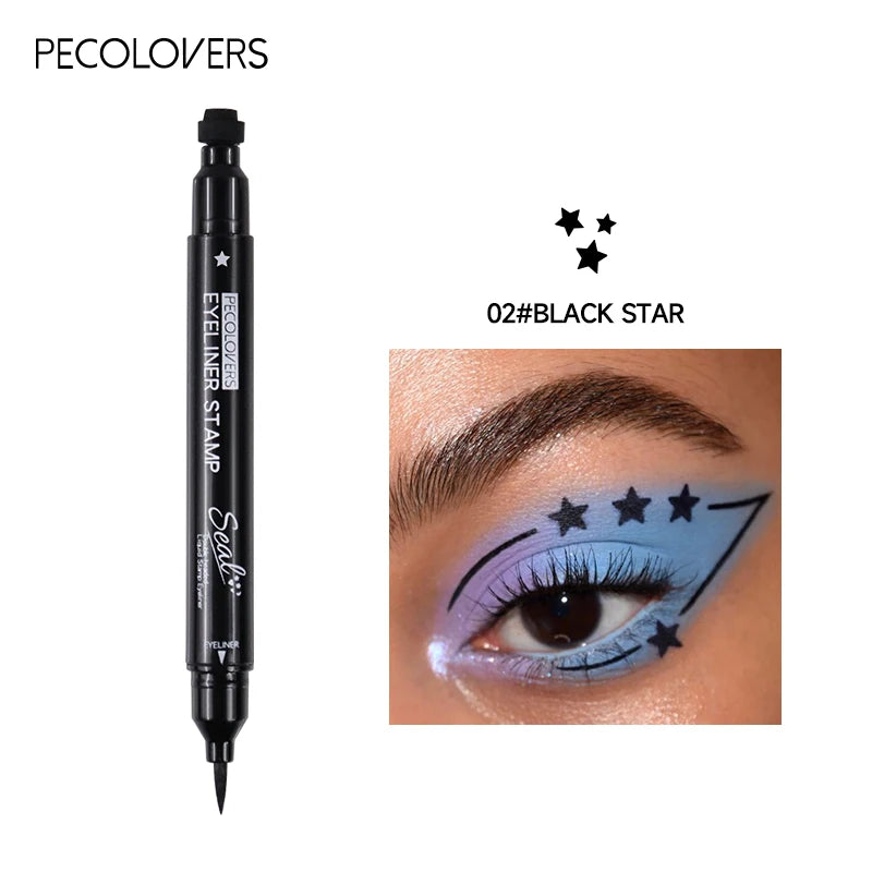 2-in-1 Star & Moon Liquid Eyeliner – Schwarzer Eyeliner-Stift mit Stempel, wasserfest & langanhaltend