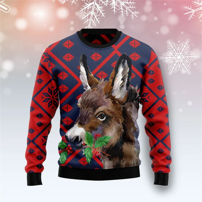 Funny Donkey Cow 3D Print Ugly Christmas Sweater For Women Clothing Cute Animal Unisex Sweatshirts Polyester Pullovers Tracksuit