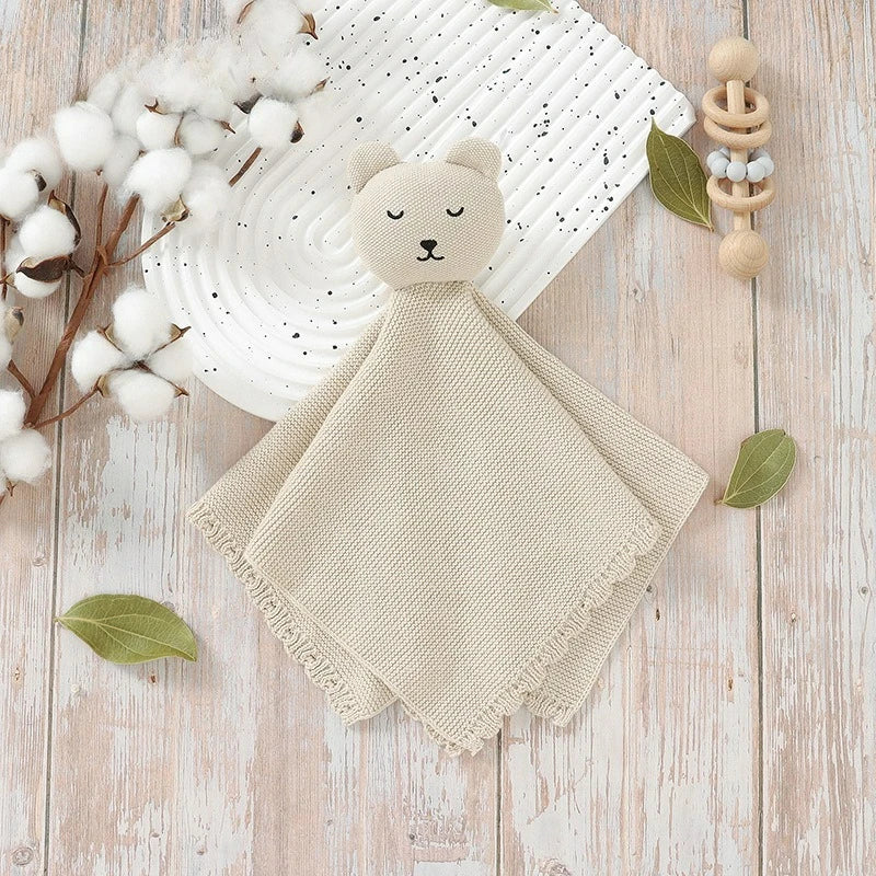 Personalisierter Baby-Komforttuch mit Namen – gestricktes Schmusetuch mit Tiermotiv, weiches Beruhigungstuch für Neugeborene & Kleinkinder