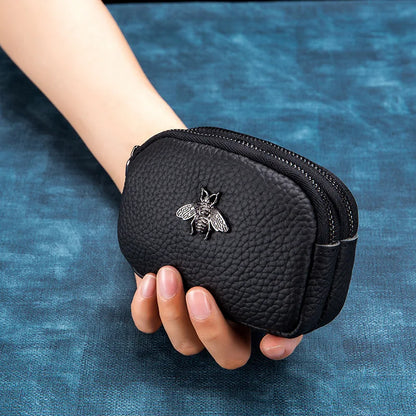 CICICUFF genuine leather women's coin purse with double zipper