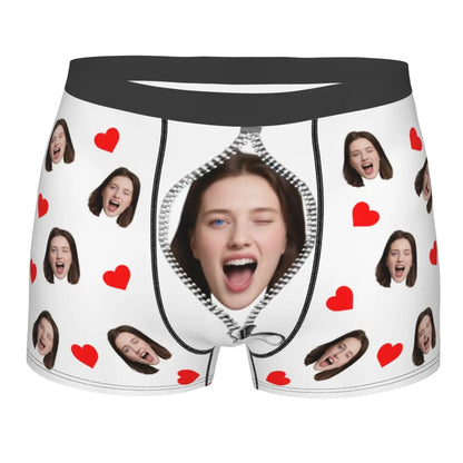 Personalisierte Foto-Boxershorts für Männer – individuelle Boxer Briefs mit Gesicht, weiche Unterwäsche (95% Polyester/5% Elasthan), Valentinstag Geschenk für Ehemann