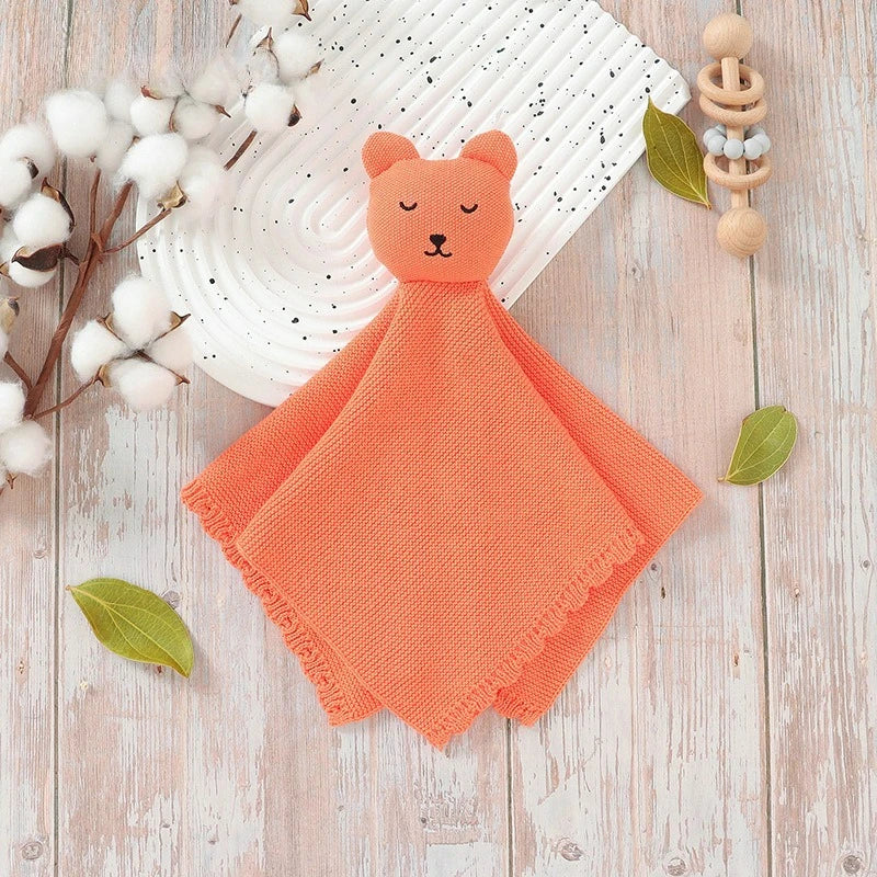Personalisierter Baby-Komforttuch mit Namen – gestricktes Schmusetuch mit Tiermotiv, weiches Beruhigungstuch für Neugeborene & Kleinkinder