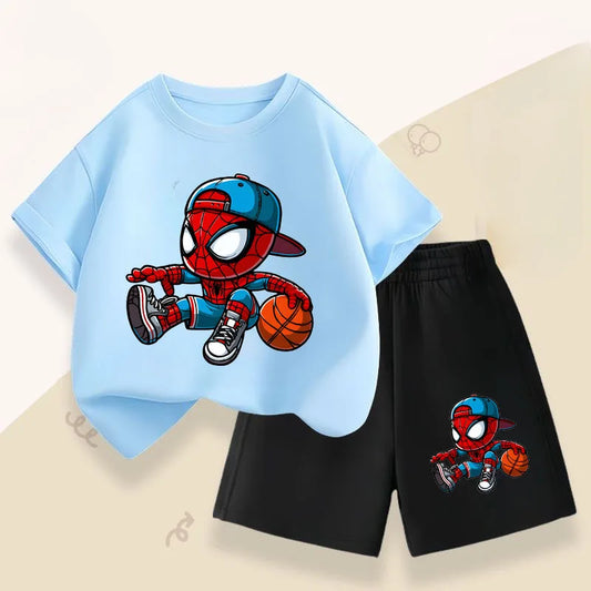 Disney Jungen-Set mit Spiderman-Motiv – Atmungsaktives Sommer-Outfit, T-Shirt & Shorts