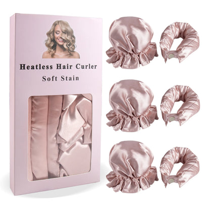 3-teiliges Satin Heatless Curling Set – Hitzefreier Lockenstab mit Haarkappen für langes & mittellanges Haar