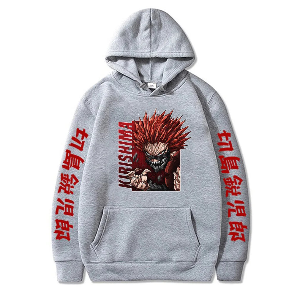 Sudadera unisex de anime "Kirishima Red Riot": ropa urbana con poder para otoño e invierno 
