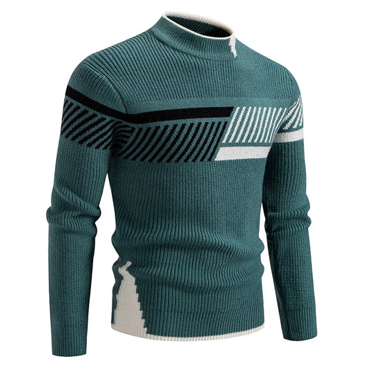 Hochwertiger Herren-Strickpullover – Warmer Colorblock-Look