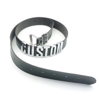 Cinturón de cuero punk personalizado – Cinturón con letras personalizadas | Cadena para el vientre y joyería corporal para fiestas y cosplay