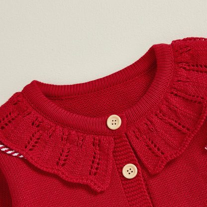 Weihnachtliche Strickjacke mit Zuckerstangen Zauber