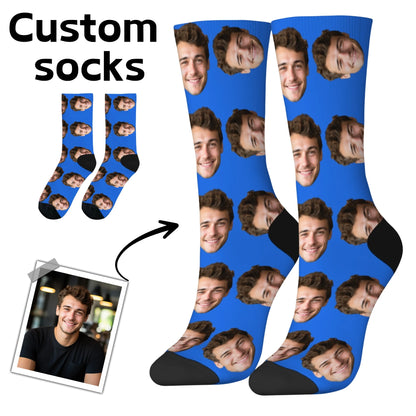 Personalisierte Foto-Socken mit Gesicht – DIY Custom Herrensocken (95% Polyester/5% Elasthan), lustige Crew Socks als Weihnachts- & Geburtstagsgeschenk