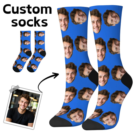 Personalisierte Foto-Socken mit Gesicht – DIY Custom Herrensocken (95% Polyester/5% Elasthan), lustige Crew Socks als Weihnachts- & Geburtstagsgeschenk