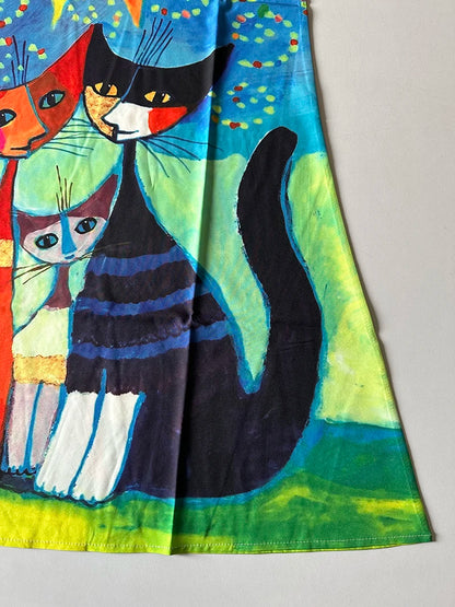 Vestido bohemio de verano: escote en V, sin mangas, estampado, largo hasta la rodilla, corte holgado. 