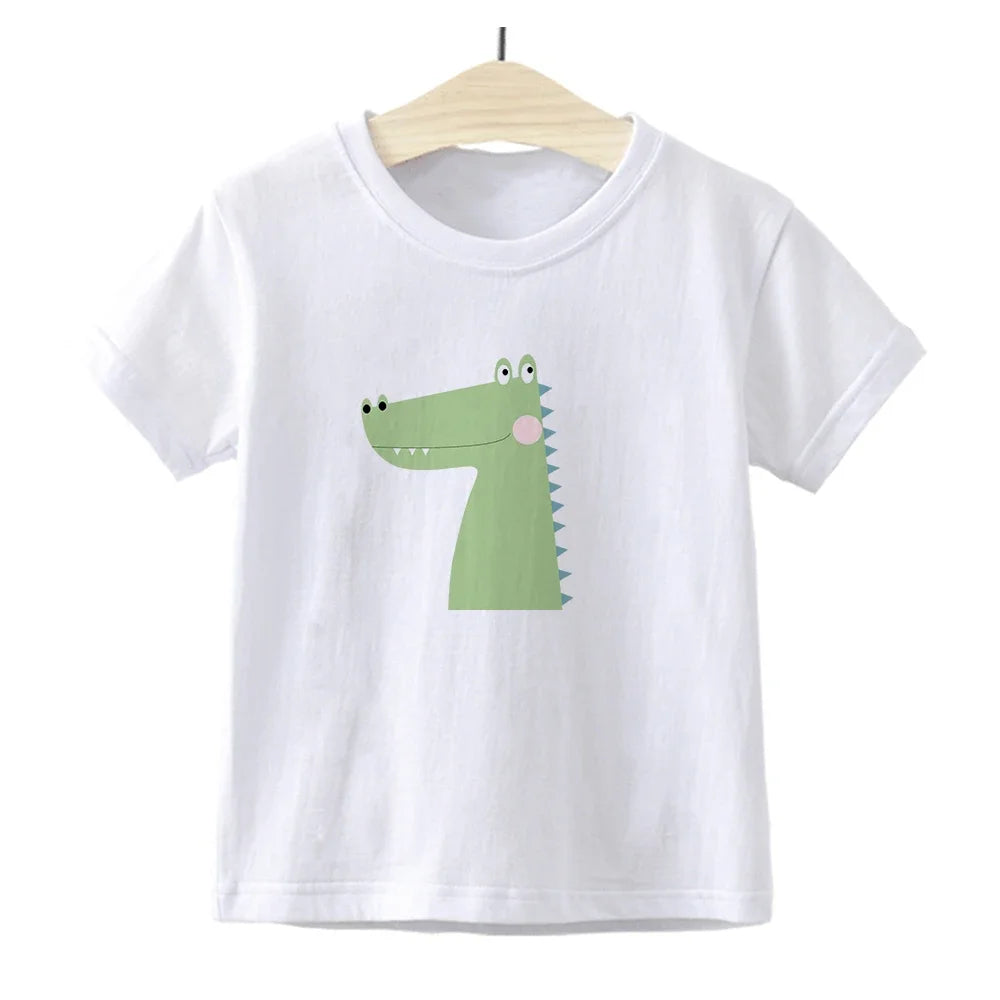 Kawaii Kinder T-Shirts mit Krokodil-Print – Lustige Cartoon-Motive für kleine Abenteurer