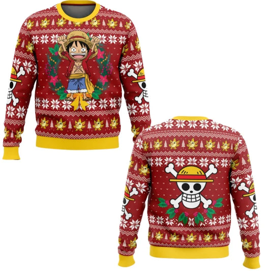 One Piece Weihnachts Sweater – Piratenstark durch die Winterzeit