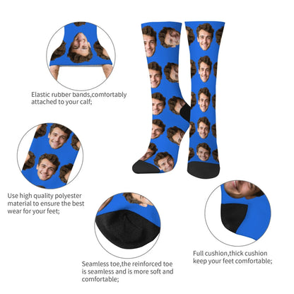 Personalisierte Foto-Socken mit Gesicht – DIY Custom Herrensocken (95% Polyester/5% Elasthan), lustige Crew Socks als Weihnachts- & Geburtstagsgeschenk