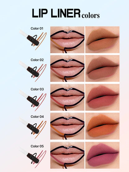 Wasserdichter Peel-Off Lipliner – abziehbarer Tattoo-Lipgloss, matte Lippentönung, wischfest & langlebig, braune Kontur
