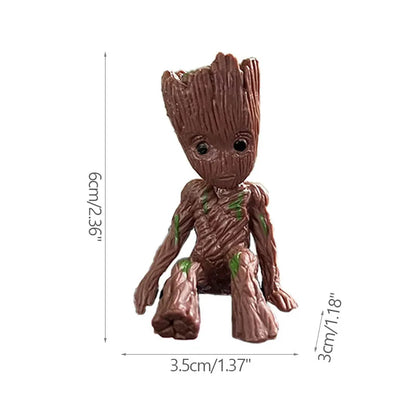 Figura de Groot de 5 cm – Figura decorativa en miniatura de dibujos animados para escritorio y hogar | Guardianes de la Galaxia 