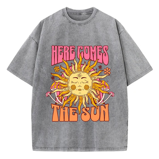 Oversize Damen T-Shirt „Here Comes The Sun“