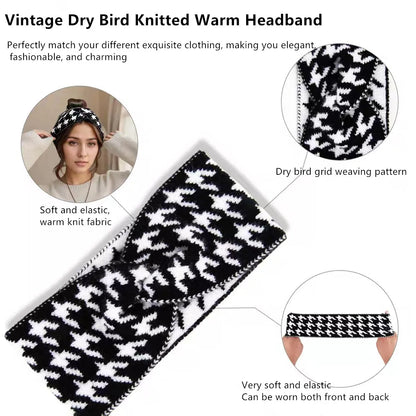 3er/5er Set Strick-Stirnbänder im Hahnentritt-Design – Retro, warm & elastisch, Damen Haar-Accessoire aus Acryl