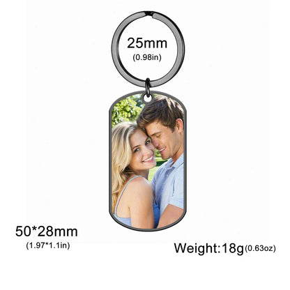 Personalisierter Foto-Schlüsselanhänger aus Edelstahl – Individueller Bild-Keychain in Herz- oder Rechteckform, perfektes Geschenk zu Weihnachten