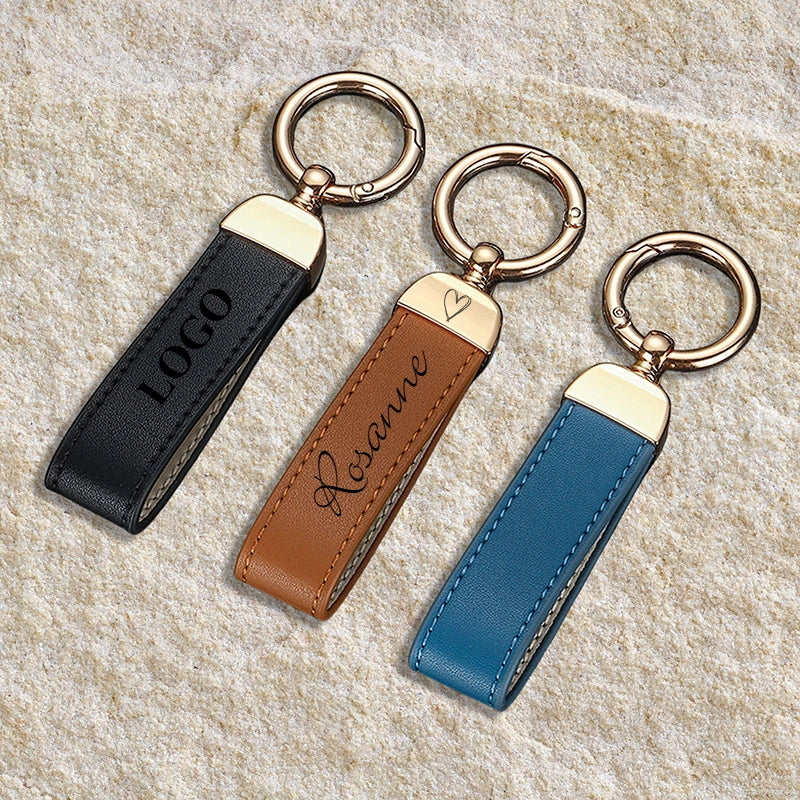 Llavero de cuero personalizado con grabado: llavero vintage con logotipo, nombre o números en caja de regalo. 