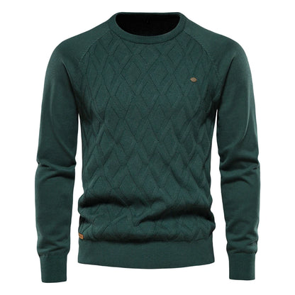 Suéter de algodón para hombre AIOPESON con estampado clásico de diamantes