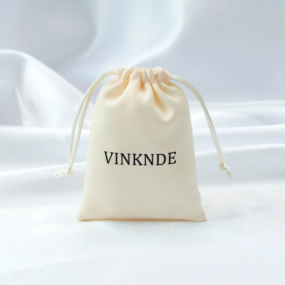 100x Personalized Satin Drawstring Bags – Jewelry Bags, Gift &amp; Candy Bags with Logo for Wedding &amp; Events