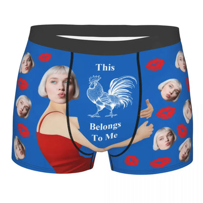 Personalisierte Foto-Boxershorts für Männer – individuelle Boxer Briefs mit Gesicht, weiche Unterwäsche (95% Polyester/5% Elasthan), Valentinstag Geschenk für Ehemann