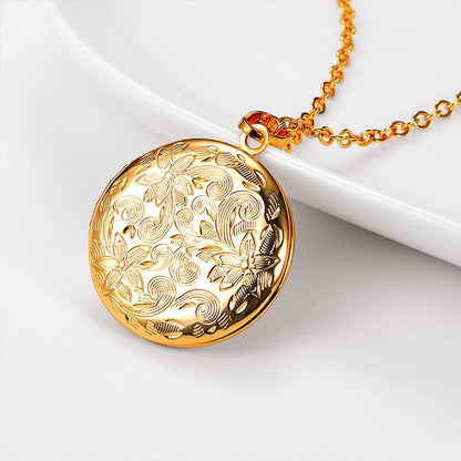 Blütenzauber – Personalisiertes Foto-Medaillon aus Edelstahl