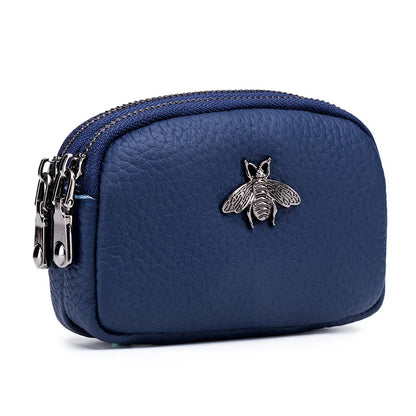 CICICUFF genuine leather women's coin purse with double zipper