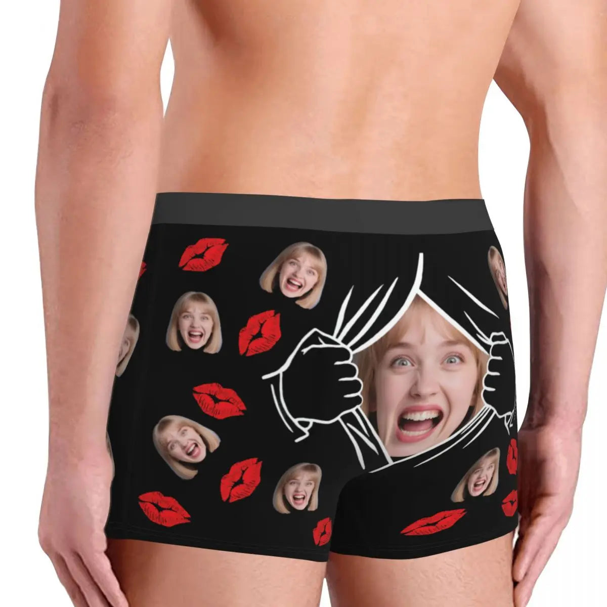 Personalisierte Foto-Boxershorts für Männer – individuelle Boxer Briefs mit Gesicht, weiche Unterwäsche (95% Polyester/5% Elasthan), Valentinstag Geschenk für Ehemann
