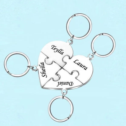 Llavero de corazón de acero inoxidable personalizado: 8 piezas, grabado para familiares, amigos o parejas