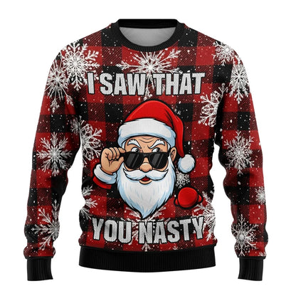 Lustiger Weihnachts-Sweater mit Santa Claus Print – 3D Ugly Christmas Pullover für Damen & Herren, Unisex Streetwear