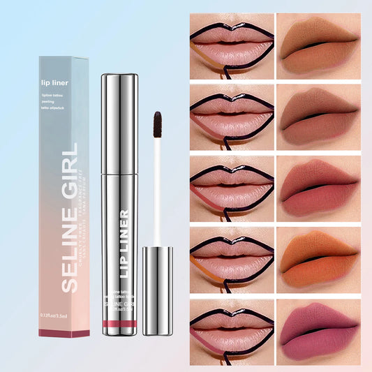 Wasserdichter Peel-Off Lipliner – abziehbarer Tattoo-Lipgloss, matte Lippentönung, wischfest & langlebig, braune Kontur