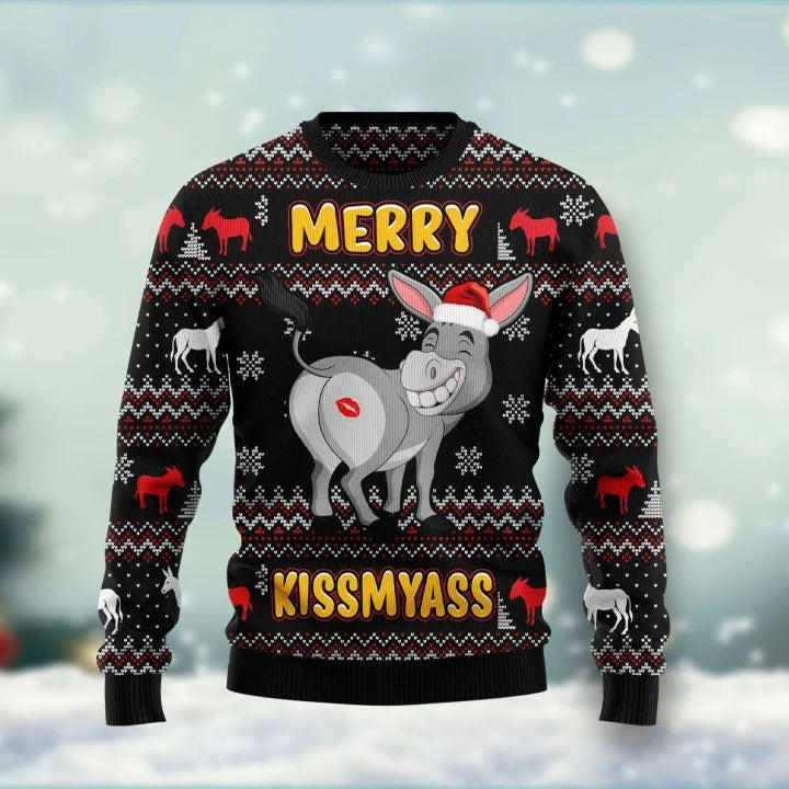 Funny Donkey Cow 3D Print Ugly Christmas Sweater For Women Clothing Cute Animal Unisex Sweatshirts Polyester Pullovers Tracksuit