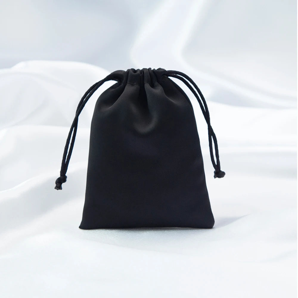 100x Personalized Satin Drawstring Bags – Jewelry Bags, Gift &amp; Candy Bags with Logo for Wedding &amp; Events