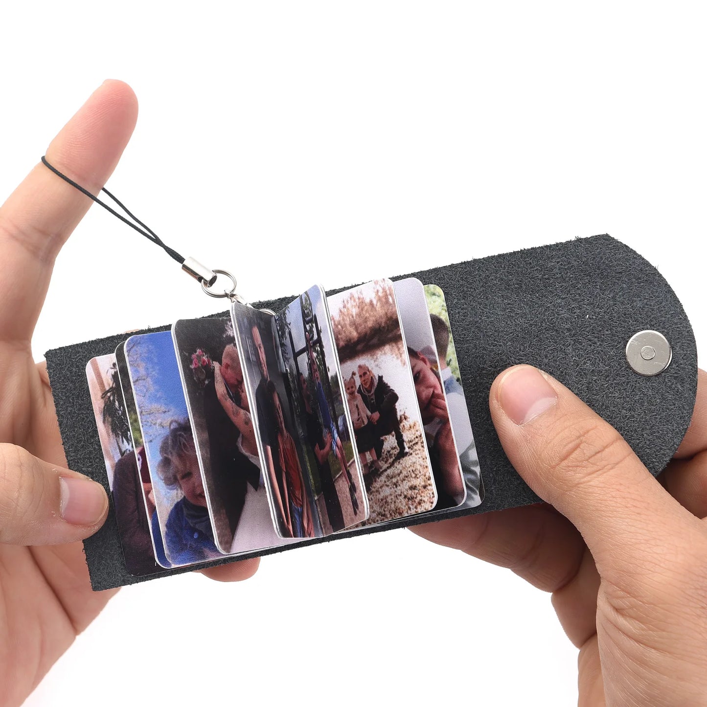 Personalisiertes Fotoalbum Schlüsselanhänger aus echtem Leder – Mini Bilderbuch & Geschenk für Paare