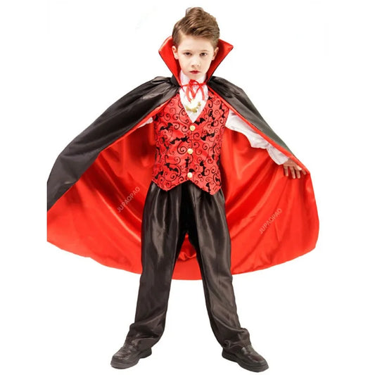 Disfraz infantil de vampiro con capa: un look aterrador de Halloween para pequeños chupasangres.
