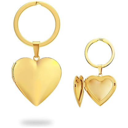 Llavero de corazón individual con foto (baño de oro de 18 quilates)