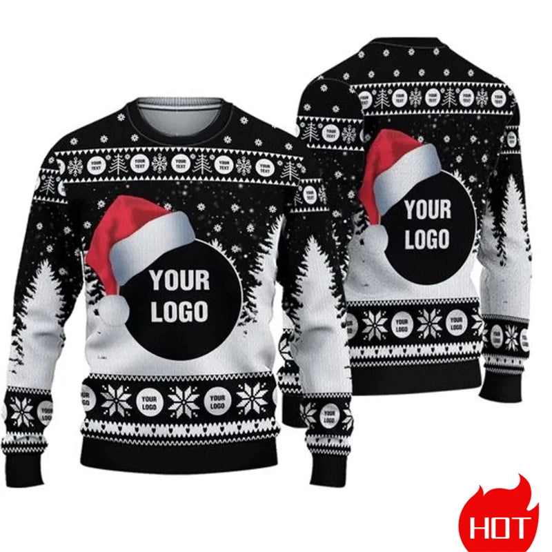 Personalisierter 3D Sweatshirt mit Logo & Bild – Unisex Pullover als Ugly Christmas Sweater oder individuelles Design (XS–6XL)