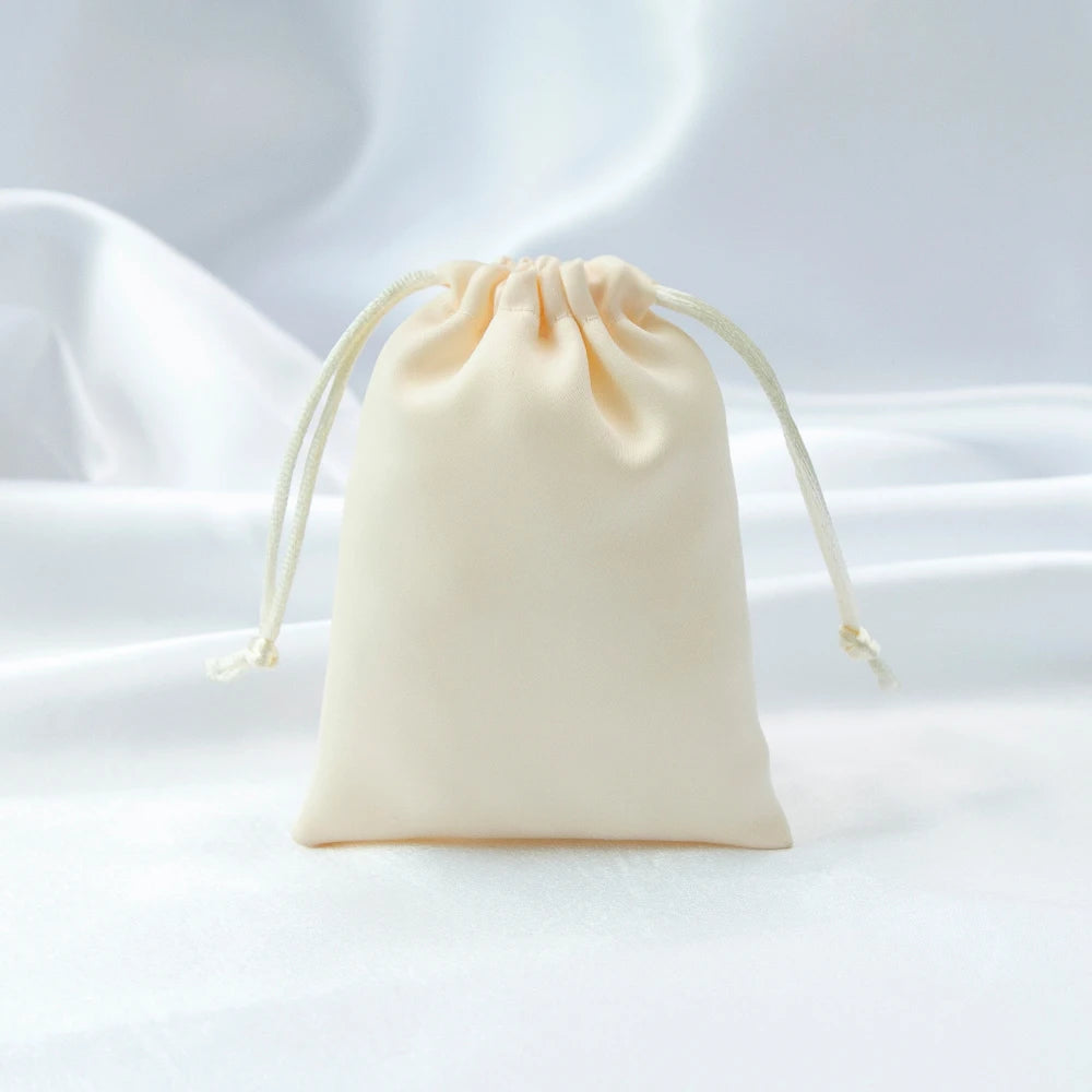 100x Personalized Satin Drawstring Bags – Jewelry Bags, Gift &amp; Candy Bags with Logo for Wedding &amp; Events