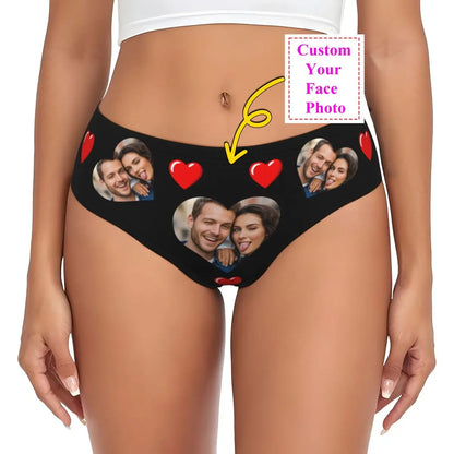 Personalisierte Foto-Höschen für Frauen – Gesicht Foto Unterwäsche (95% Polyester/5% Elasthan), bequeme Mid-Waist Slips als Valentinstag Geschenk
